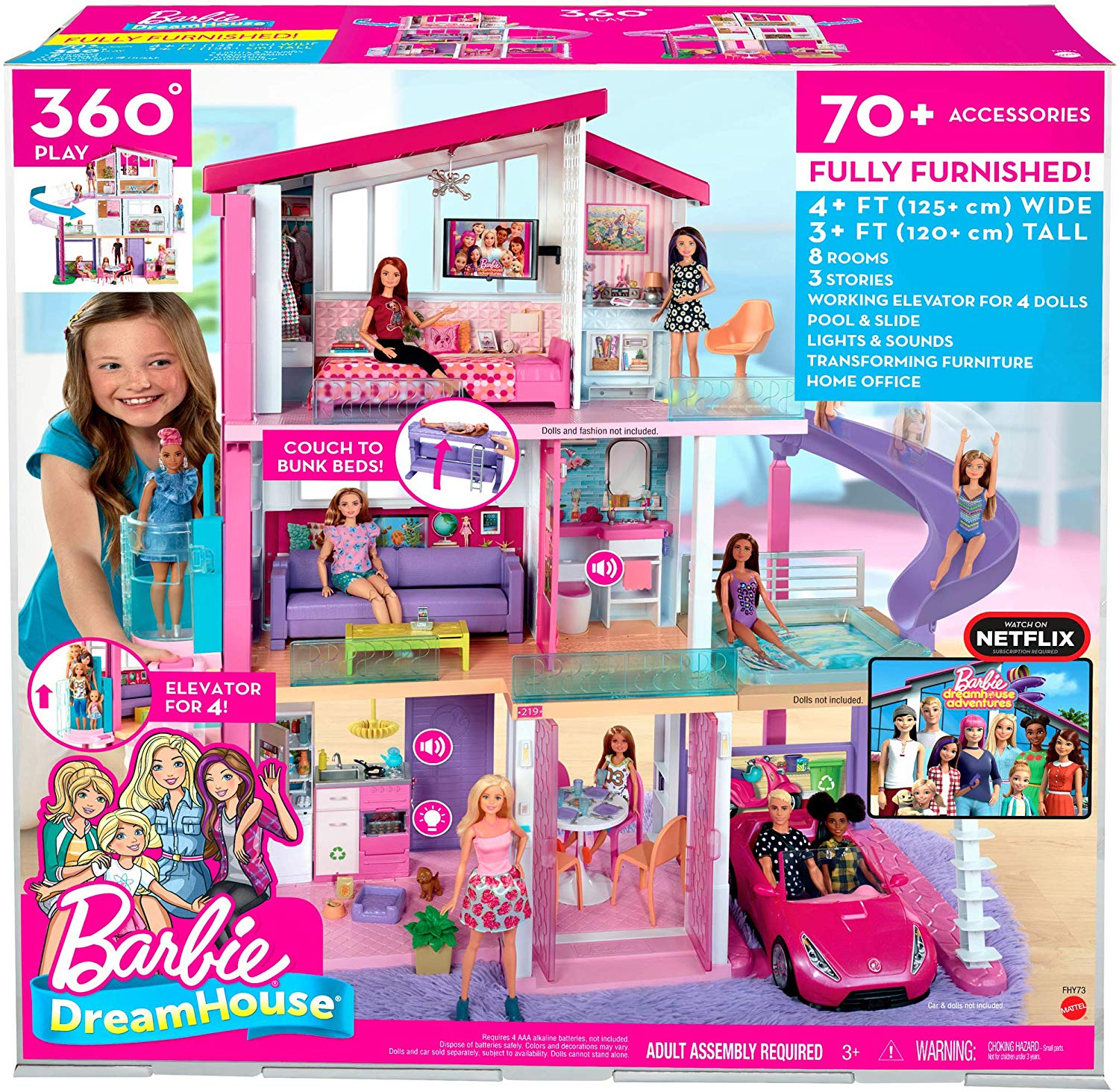 Barbie Dream House Pretend Play Set Girl Toy Gift Pool Slide Elevator New Doll 